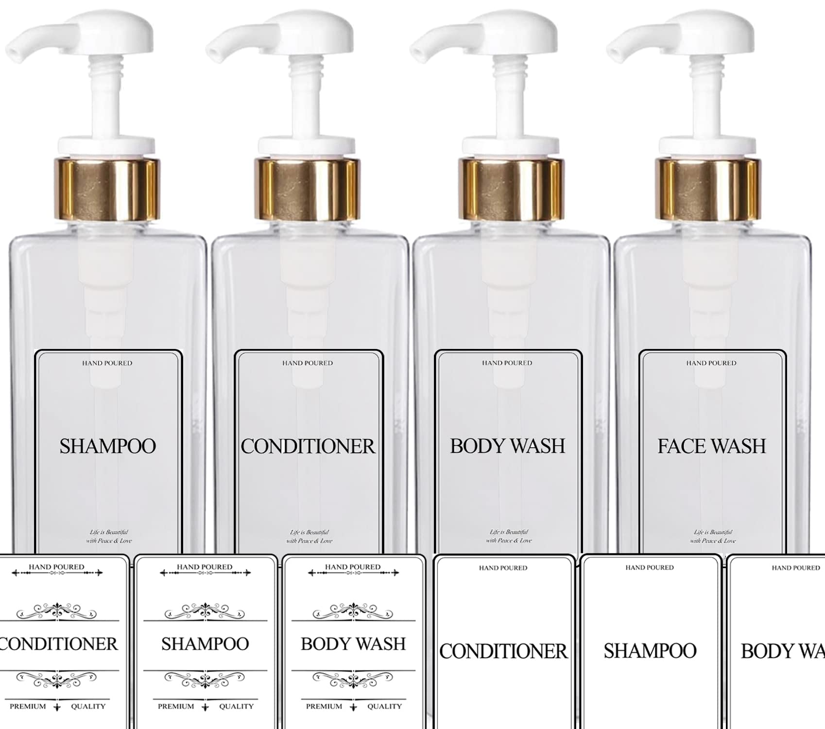 Amazon.com: EZPRO USA Empty Plastic Square Bottles Pump Shampoo